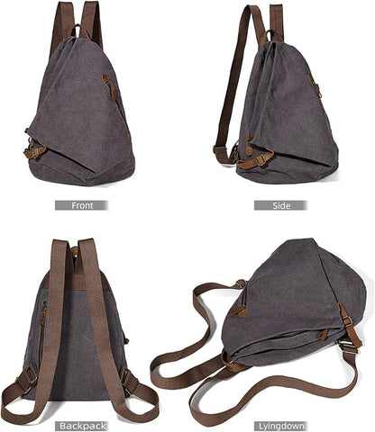 KL928 Canvas Vintage Backpack – Large Casual Daypack Outdoor Travel Rucksack - Image 9
