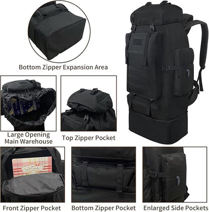 70L/100L Hiking Backpack with USB Charging Port, Expandable Large Military - Image 5