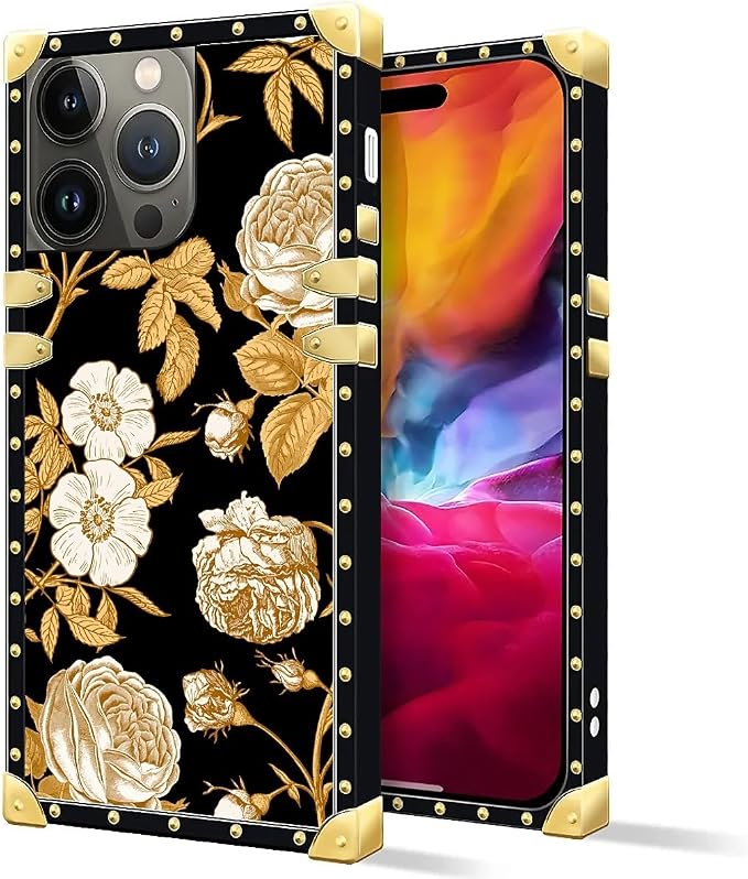 Compatible with iPhone 15 Pro Max Case, Blooming Rose Golden Flower Luxury - Image 2