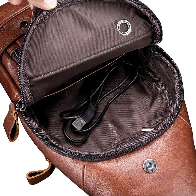 Hebetag Leather Sling Bag Hiking Daypack - Image 8