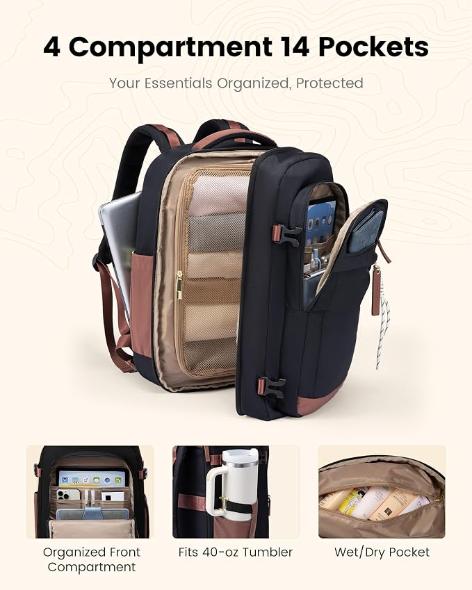 LOVEVOOK 40L Travel Backpack for Men & Women, Airline Approved Carry On Luggage - Image 2