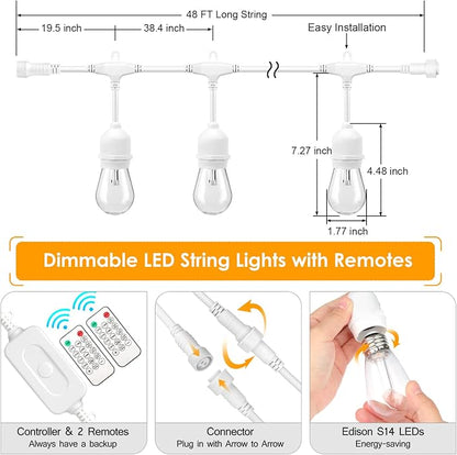 Mlambert 3 Color Outdoor LED Dimmable String Lights - Image 4