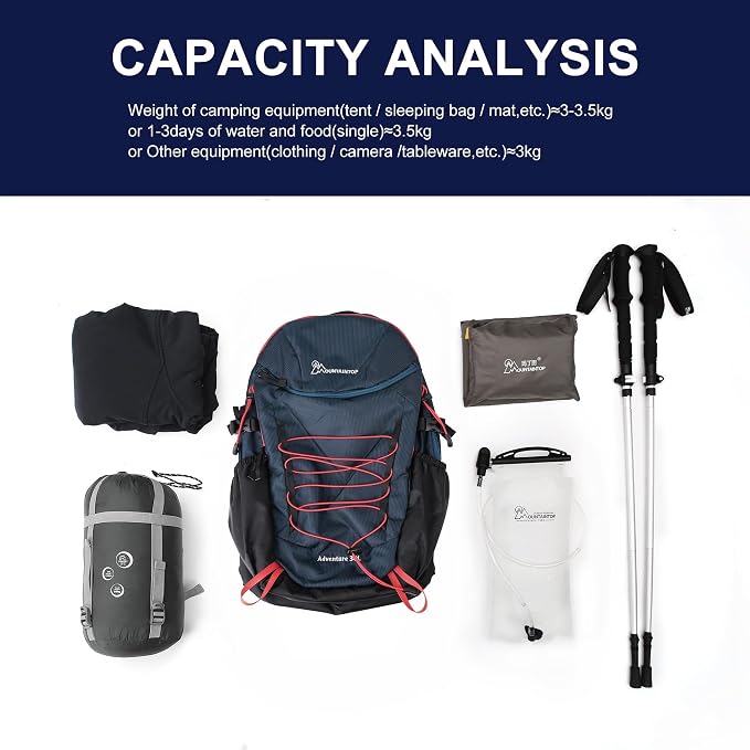 MOUNTAINTOP Hiking Backpack, 25/30L Camping Backpack, Men Women Hiking Daypack - Image 7