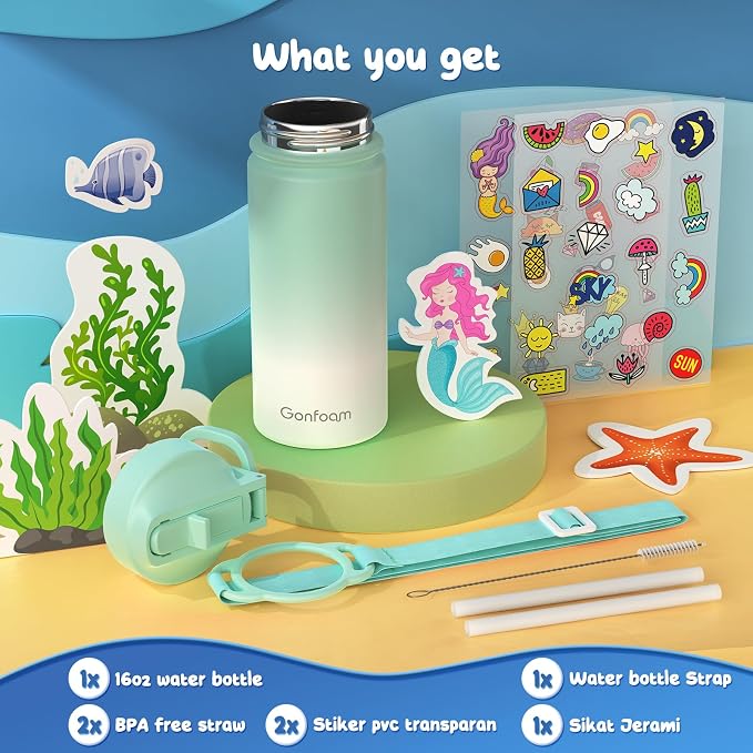 Kids Water Bottle, 16oz Kids Water Bottle - Image 5