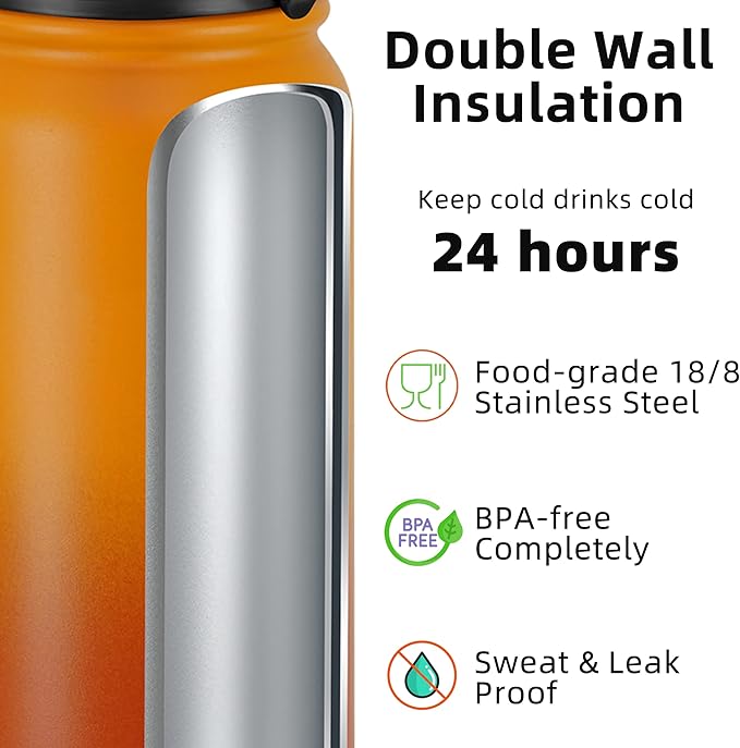 Fanhaw 40 oz Insulated Stainless Steel Water Bottle - Image 3
