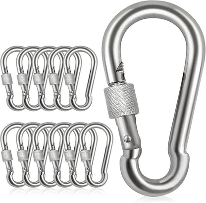 Locking Carabiner Clips, Stainless Steel Spring Snap Hook Locking Carabiner by Acquwistach