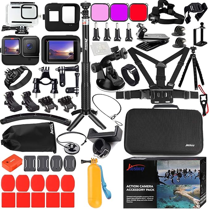 Accessories Kit for Gopro Hero 13 12 11 10 9 Black Waterproof Housing Silicone by Husiway