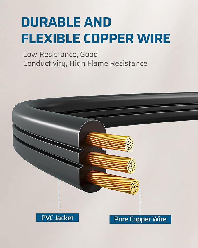 DEWENWILS Flat Plug Extension Cord, 1 FT 16/3 Awg Grounded Power Cable - Image 6