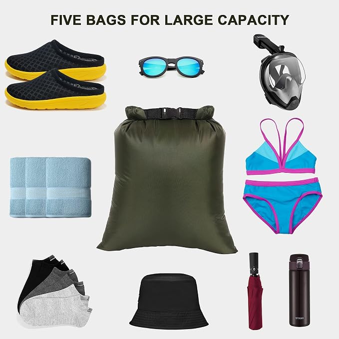 Dry Bags Waterproof Set, 5 Packs Ultralight Waterproof Bags Small Stuff Sack - Image 5