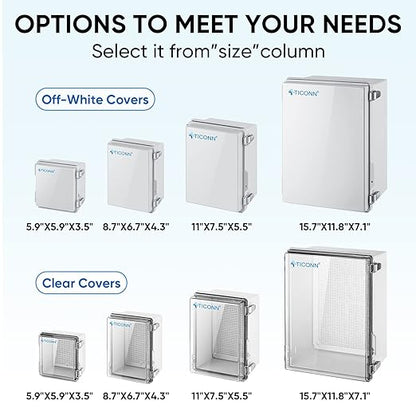 TICONN Outdoor Electrical Box Waterproof, Junction Box IP67 ABS Plastic - Image 3