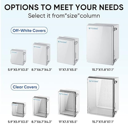 TICONN Outdoor Electrical Box Waterproof, Junction Box IP67 ABS Plastic - Image 2