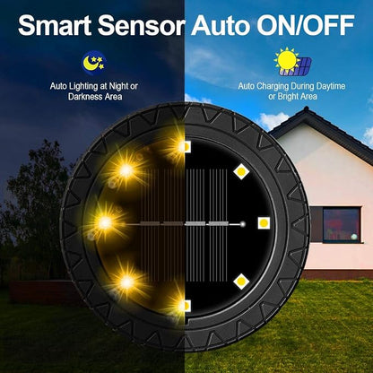 Solar Powered 8 Pack Outdoor LED Disk Lights - Image 2