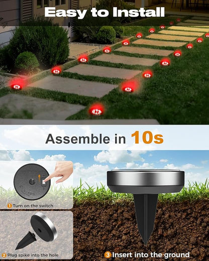 btfarm 16 Pack Solar Lights Outdoor, 8 LED Solar Ground Lights IP65 Waterproof - Image 4