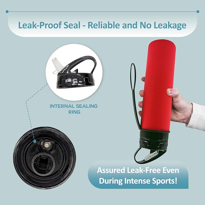 Collapsible Water Bottles 20oz, Odorless BPA-Free Silicone, Leak-Proof Foldable - Image 4