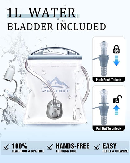 Zelvot Running Vest with 1L Water Bladder, USA Original Patent, Adjustable - Image 8