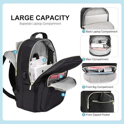 LOVEVOOK Laptop Backpack for Women, Stylish Quilted Backpacks Purse for - Image 2