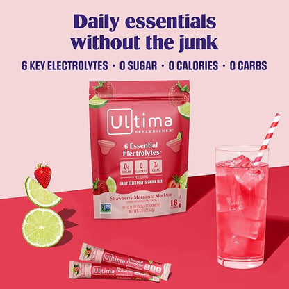 Ultima Replenisher Daily Electrolyte Powder – Strawberry Margarita, 16 - Image 2