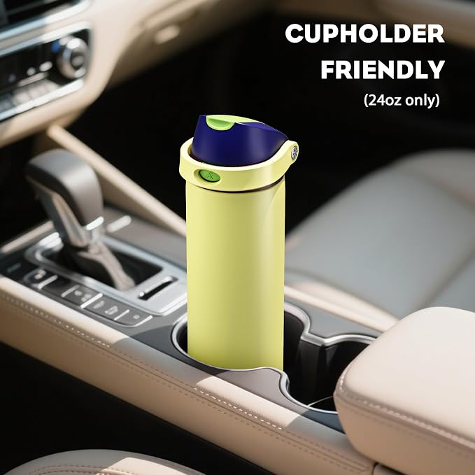 POWCAN 24 oz Insulated Stainless Steel Water Bottle: 2-in-1 Push-Button Spout & - Image 5
