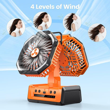 Dual Head Portable Rechargeable Fan 20000mAh Battery Powered Camping Fan - Image 3
