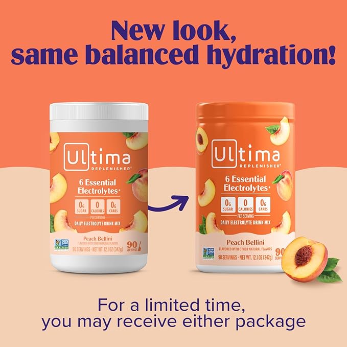 Ultima Replenisher Mocktini Electrolyte Powder Drink Mix – Sugar Free – Peach - Image 4