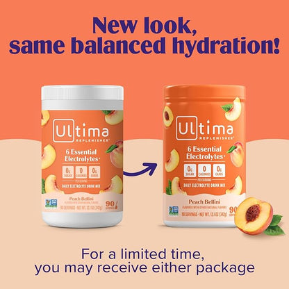 Ultima Replenisher Mocktini Electrolyte Powder Drink Mix – Sugar Free – Peach - Image 4