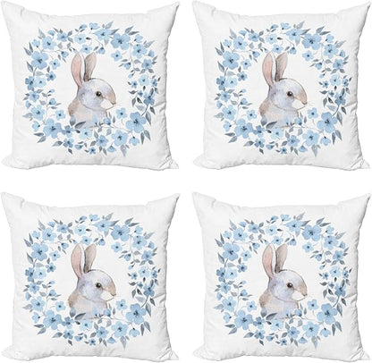 Ambesonne Watercolor Flower Decorative Throw Pillow Case Pack of 4, Bunny by Ambesonne