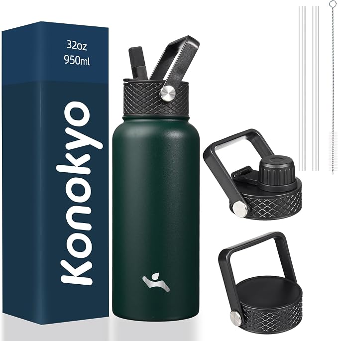 Konokyo 32 oz Insulated Water Bottle Stainless Steel Sport Bottles by Konokyo