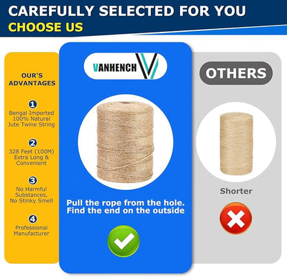 Vanhench Jute Twine 3mm x 328ft, Jute Rope - Image 2