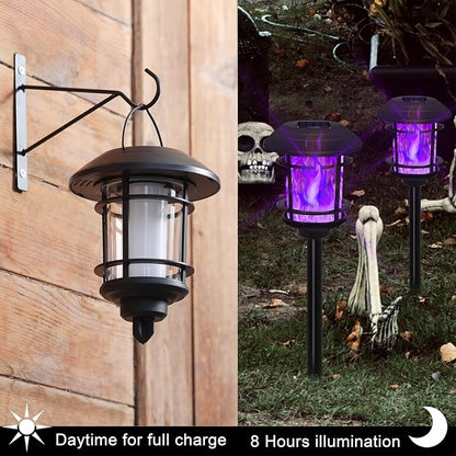 Dynaming 6 Pack Solar Flame Torch Lights Outdoor, Dual Use Flickering Purple - Image 3