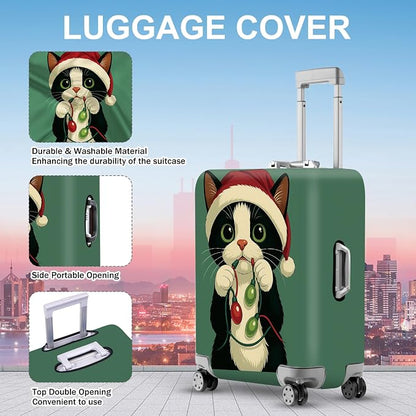 ANNA QUEEN Christmas Cat Luggage Cover, Cute Santa Cat - Image 3