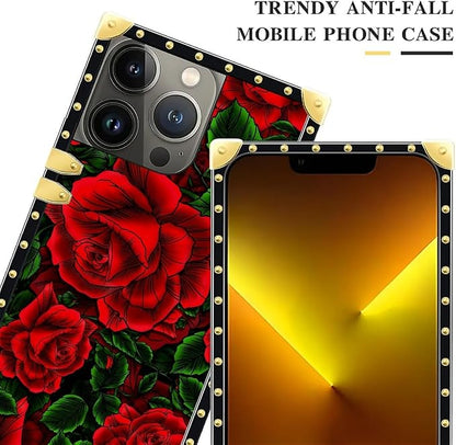 Compatible with iPhone 13 Pro Max Case, Vector Red Rose Green Leaf Luxury - Image 4