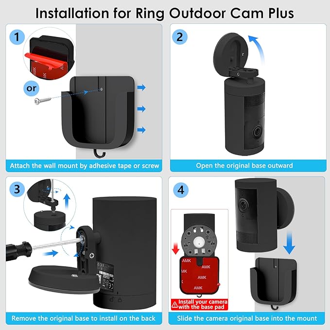 No Drill Wall Mount for Ring Outdoor Cam Plus, Easy Installation - Image 3