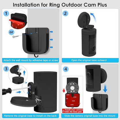 No Drill Wall Mount for Ring Outdoor Cam Plus, Easy Installation - Image 3