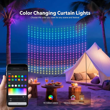 JMEXSUSS App-Controlled Color Changing Curtain Lights, 400 LED RGB String Lights - Image 2