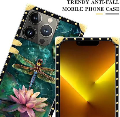 Compatible with iPhone 13 Pro Max Case, Colourful Dragonfly Pink Lily Pads - Image 4