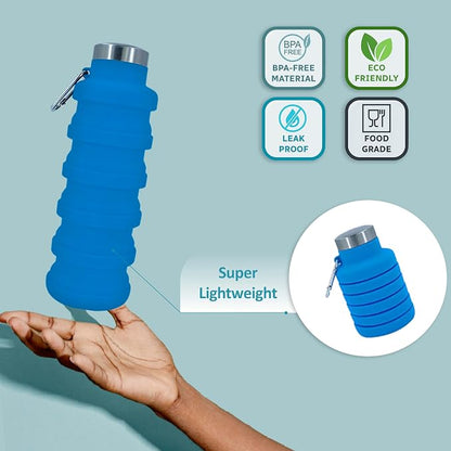 Collapsible Water Bottles 17oz, Odorless BPA-Free Silicone, Leak-Proof Foldable - Image 3