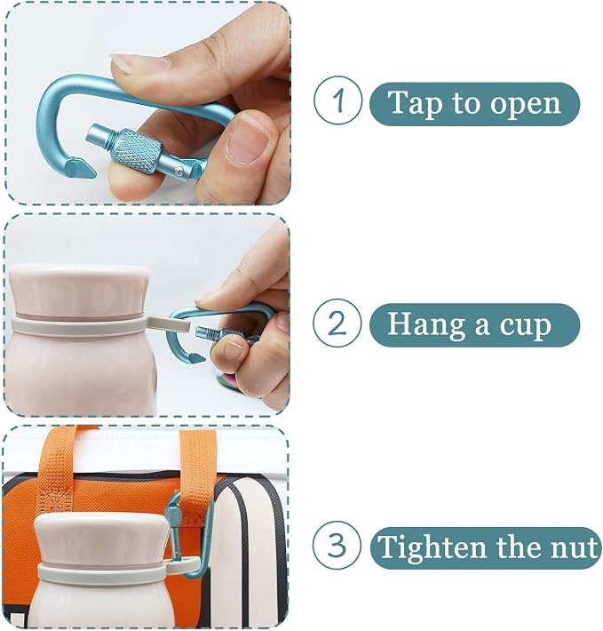 YUCHIYA 8 Pack D-Shape Carabiner Clasp - Image 3