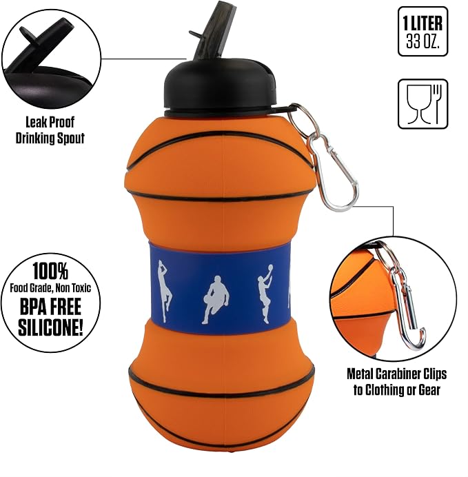 Maccabi Art Clip-On Collapsible 1 Liter, 34 oz. size BPA-Free Silicone - Image 2