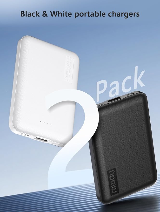 Miady 2-Pack 5000mAh Mini Portable Charger, 5V 2.4A USB-C Output Fast Charging - Image 2