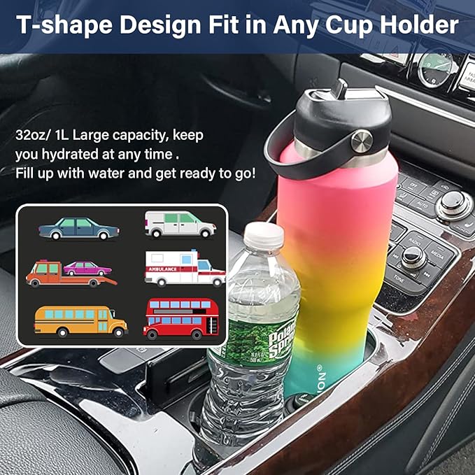 HYDROWION Stainless Steel Water Bottle, 32oz Tumbler Water Flask W/Straw Lid - Image 4