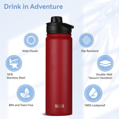 HASLE OUTFITTERS Insulated Water Bottle 22 oz Double Wall Stainless Steel Water - Image 2