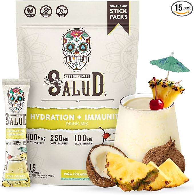 Salud 2-in-1 Hydration Packets + Immunity Electrolytes Powder, Piña Colada by TasteSalud