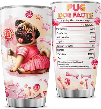 Pug Dog Facts, Dog Mom Gifts, Women Mother Mama Handle Tumblers Best Mothers by JENOIS