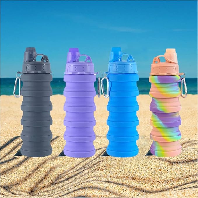 Collapsible Water Bottles 4 pack Travel Water Bottle Portable Hiking Water - Image 7