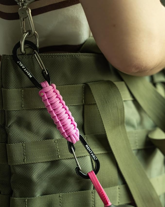Paracord Braided Carabiner Keychain Lanyard Strap, Hanger Stroller Hook w/2 - Image 3