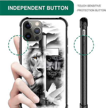 for iPhone 11 Pro Max Case, Lion Cross Jesus Christ Dove Pattern Graphic Design - Image 6