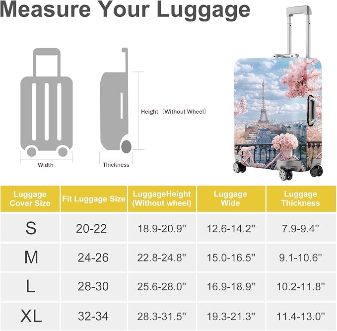 ANNA QUEEN Paris Eiffel Tower Luggage Cover, Romantic City Travel Suitcase - Image 4