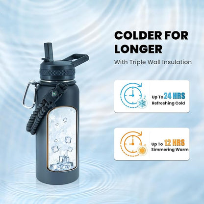 RAYMYLO Insulated Water Bottle 32 oz, Triple Wall Vacuum Stainless Steel - Image 2