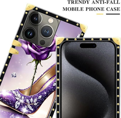 Compatible with iPhone 16 Pro Case, High Heeled Purple Diamond Rose Luxury - Image 4