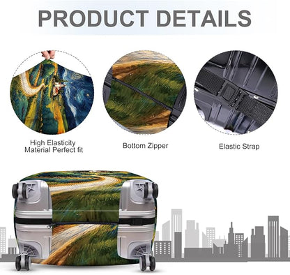 ANNA QUEEN Starry Night Landscape Luggage Cover, Artistic Oil Painting Style - Image 3